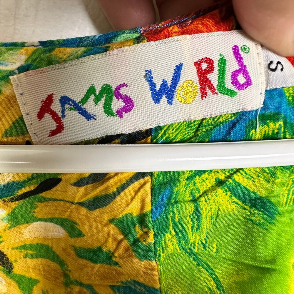 Jams World Sea Life 90s Vintage Sleeveless Maxi Dress Multi-Color Button Front S - Picture 4 of 16